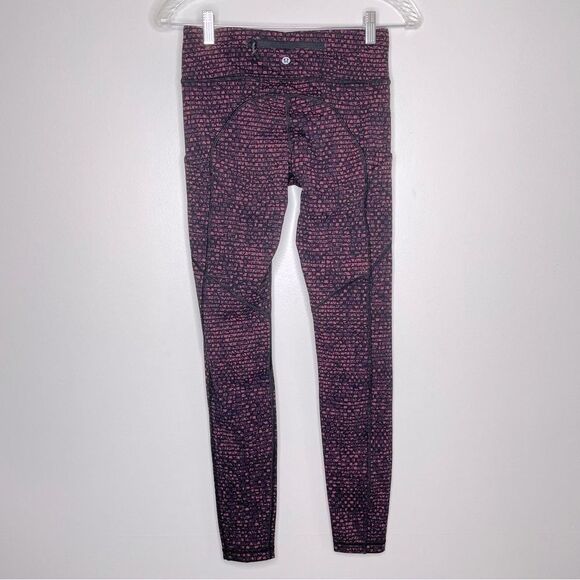 Lululemon Speed Tight V Shatter Weave Dust Coral Plum workout leggings - Picture 7 of 9